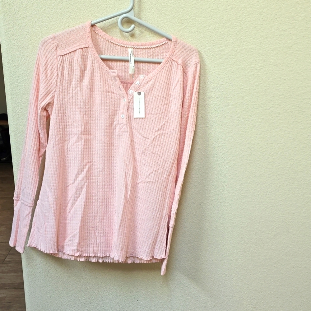 Anthropologie pink rose top